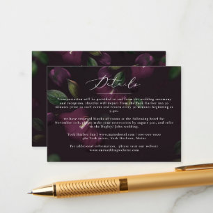 Moody Purple Bloom Grunge Wedding Enclosure Card