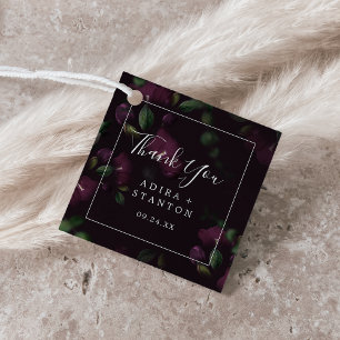 Moody Purple Blooms Black Pattern Thank You Favour Tags