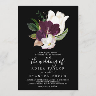 Moody Purple Blooms   Black The Wedding Of Invitation