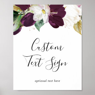 Moody Purple Blooms Cards & Gifts Custom Text Sign