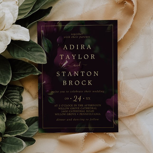 Moody Purple Blooms | Foil Black Pattern Wedding (Creator Uploaded)