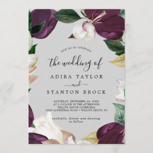 Moody Purple Blooms   Grey The Wedding Of Invitation
