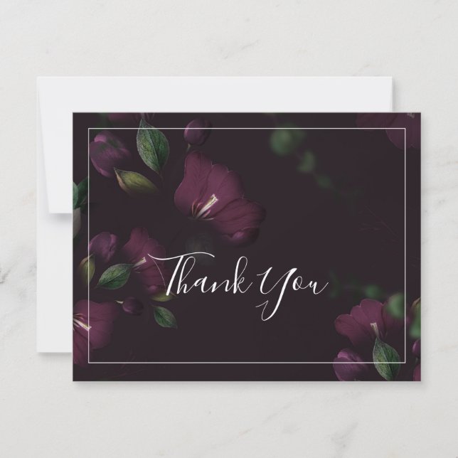 Moody Purple Blooms Pattern Thank You Card (Front)