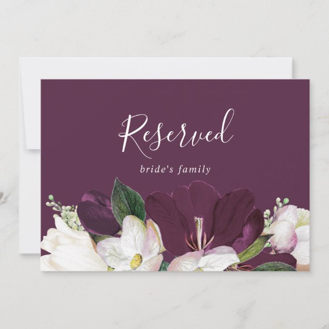 Moody Purple Blooms | Plum Reserved Sign (Front)