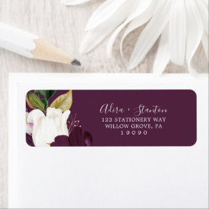 Moody Purple Blooms Plum Return Address Label