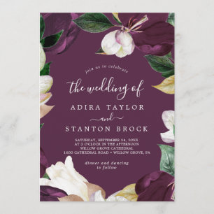 Moody Purple Blooms   Plum The Wedding Of Invitation