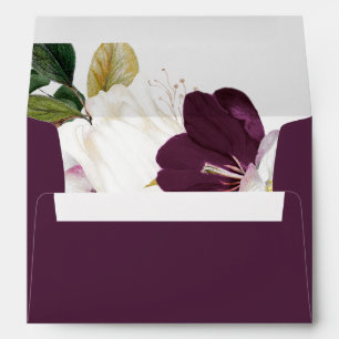 Moody Purple Blooms Plum Wedding Invitation Envelope