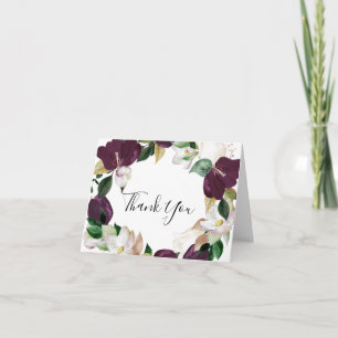 Moody Purple Blooms Thank You Card
