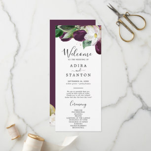 Moody Purple Blooms Wedding Program Programme