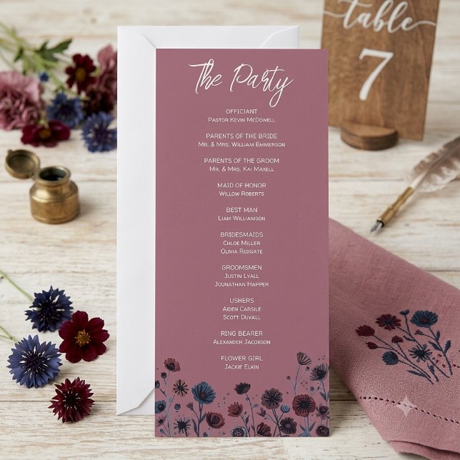 Moody Purple & Blue Floral Wedding Program (Creator Uploaded)