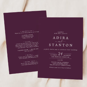 Moody Purple Coordinate Plum All In One Wedding Invitation