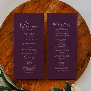 Moody Purple Coordinate Plum Wedding Program Programme