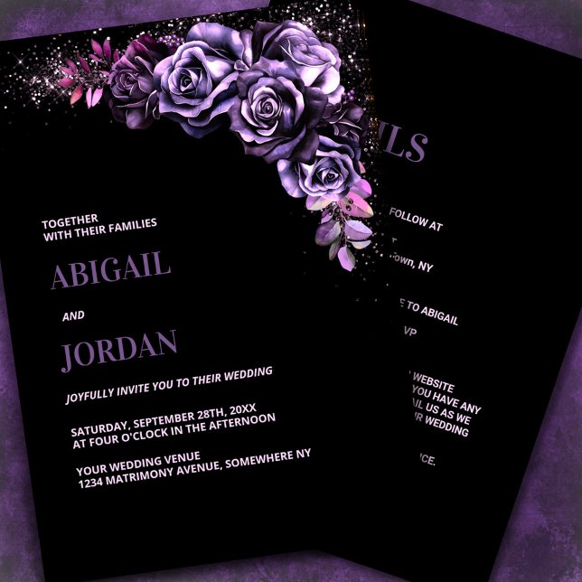 Moody Purple Floral All in One Wedding Invitation (Creator Uploaded)