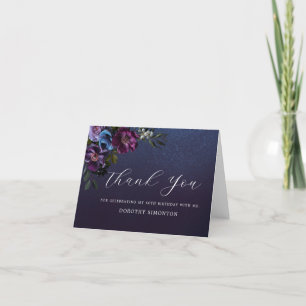 Moody Purple Flowers 60th Birthday Thank You Card