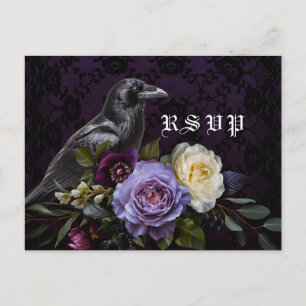 Moody Purple Gothic Garden Crow RSVP Postcard
