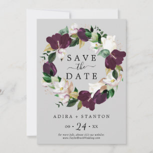Moody Purple Grey Save the Date Announcement Card