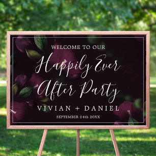 Moody Purple Pattern Happily Ever After Party Poster