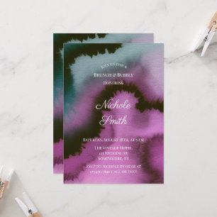 Moody Purple & Teal Abstract Brunch & Bubbly Invitation