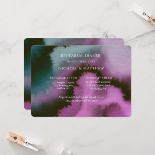 Moody Purple & Teal Abstract Rehearsal Dinner Invitation