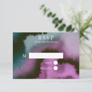 Moody Purple & Teal Abstract Wedding RSVP Card