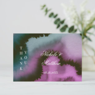 Moody Purple & Teal Abstract Wedding Thank You Card