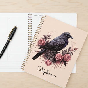 Moody Raven Rose Floral Dark Academic Planner
