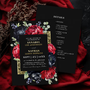 Moody Red and Black Elegant Floral Wedding