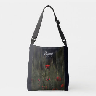 Moody Red Poppy, Tote Cross Bag