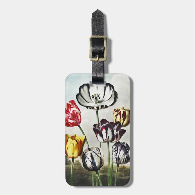 Moody Regency Style Multi-Colour Tulips Luggage Tag (Front Vertical)