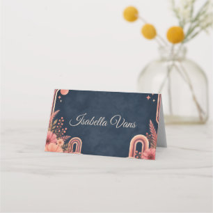Moody Retro Floral Wedding Place Card