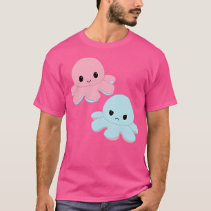 Moody Reversible Octopus Duo In Pink And Blue T-Shirt