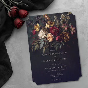 Moody Romantic Dark Floral Gothic Wedding Invitation