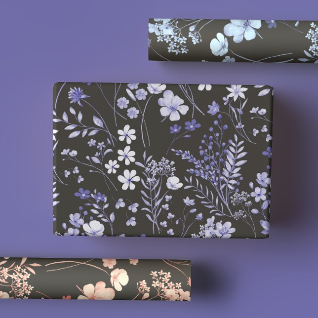 Moody & Romantic Wildflower Tonal Watercolor Wrapping Paper Sheet (Creator Uploaded)