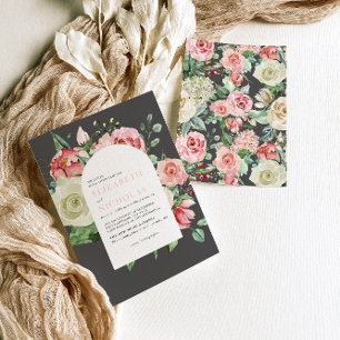 Moody Rose   Romantic Spring Florals Wedding  Invitation