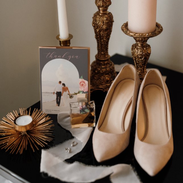 Moody Rose | Romantic Spring Florals Wedding Thank You Card (Creator Uploaded)