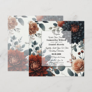 Moody Rustic Fall Florals Wedding Invitation