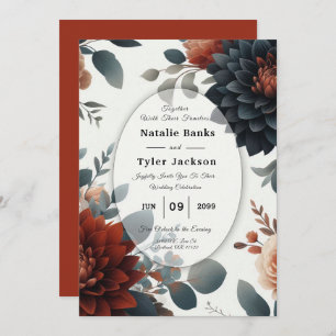 Moody Rustic Fall Florals Wedding Invitation