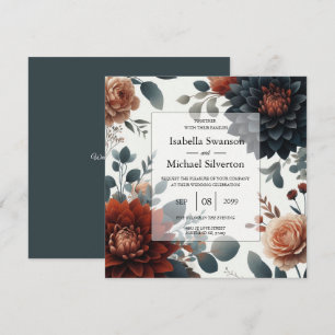 Moody Rustic Fall Florals Wedding Invitation