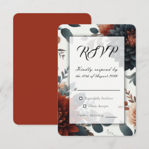 Moody Rustic Fall Florals Wedding RSVP Card