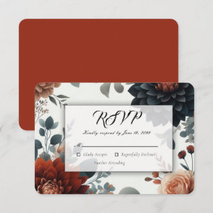 Moody Rustic Fall Florals Wedding RSVP Card