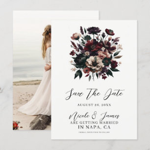 Moody Rustic Garden Florals Bohemian Save the Date Invitation