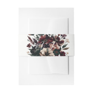 Moody Rustic Garden Florals Bohemian Wedding Invitation Belly Band