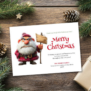 Moody Santa custom comic style Christmas greeting Holiday Card
