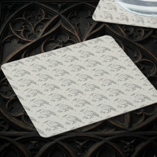 Moody Slate Gothic Dark Academia Raven Square Paper Coaster