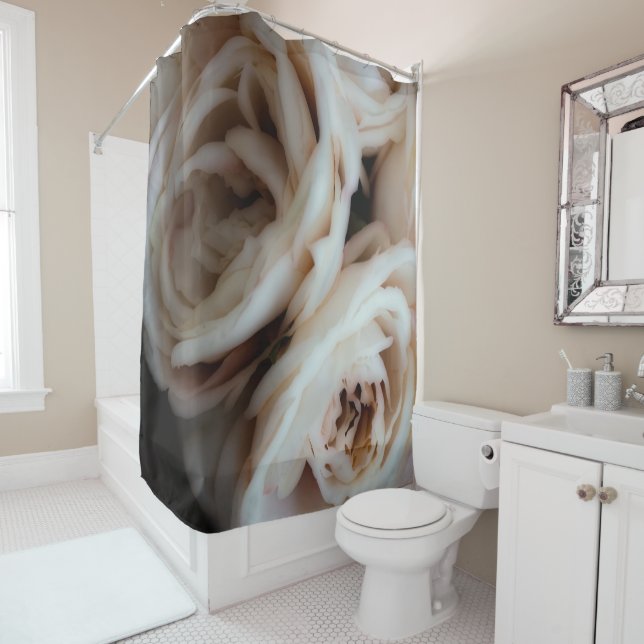 Moody Soft Pink Roses Elegant Minimal Shabby-Chic  Shower Curtain (In Situ)