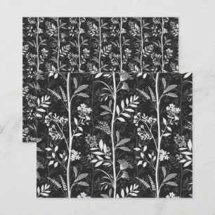 Moody Sophisticated Black Floral Scrapbook Paper