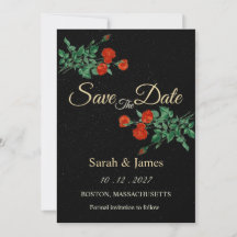 Moody Starry Night Crimson Roses Save the Date