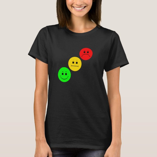 Moody Stoplight Diagonal Stop Light Faces Traffic  T-Shirt (Front)