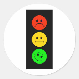 Moody Stoplight Tilted Green Classic Round Sticker