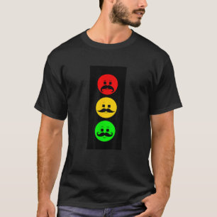 Moody Stoplight Traffic Signal Faces with Mustachi T-Shirt
